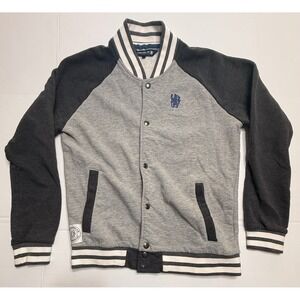 Chelsea FC Mens Varsity Jacket Grey Charcoal Snap Front Sweatshirt Small 0254 A5